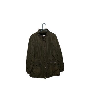 Greenlander Jacket Quilted Full Zip Snap Up Drawstring Green Coat Size Large